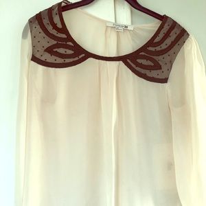 Forever 21 blouse with black embroidered detail s